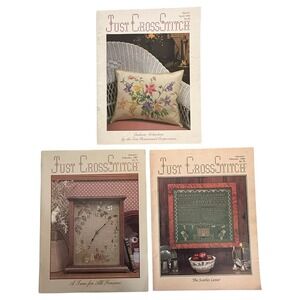 Vintage Just Cross Stitch Magazine Lot Of 3 Issues 03/84 01/89 01/88 Patterns‎